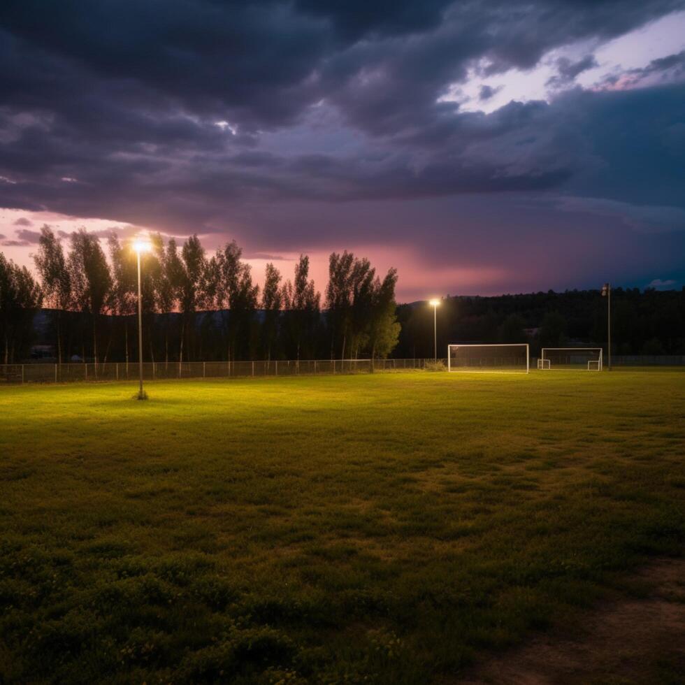 Soccer field evening view photo