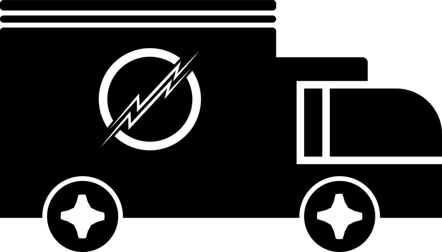 Icon of transport truck in black and white color. vector