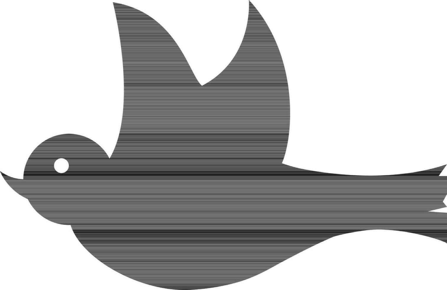 Flat icon of bird flying in black and white color. vector