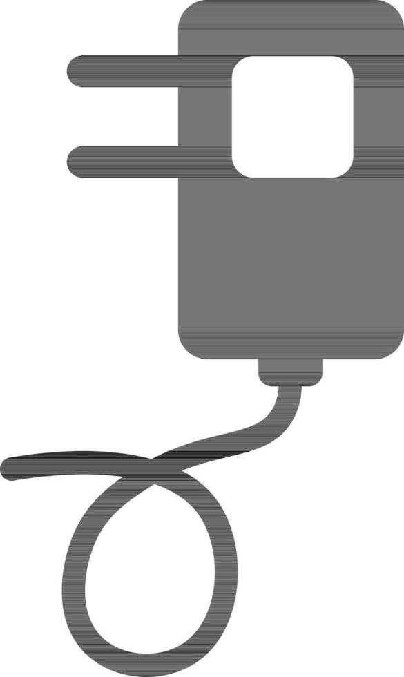 Power concept, flat icon of charger in black and white color. vector