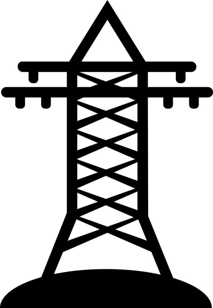 High voltage tower. black and white icon. vector