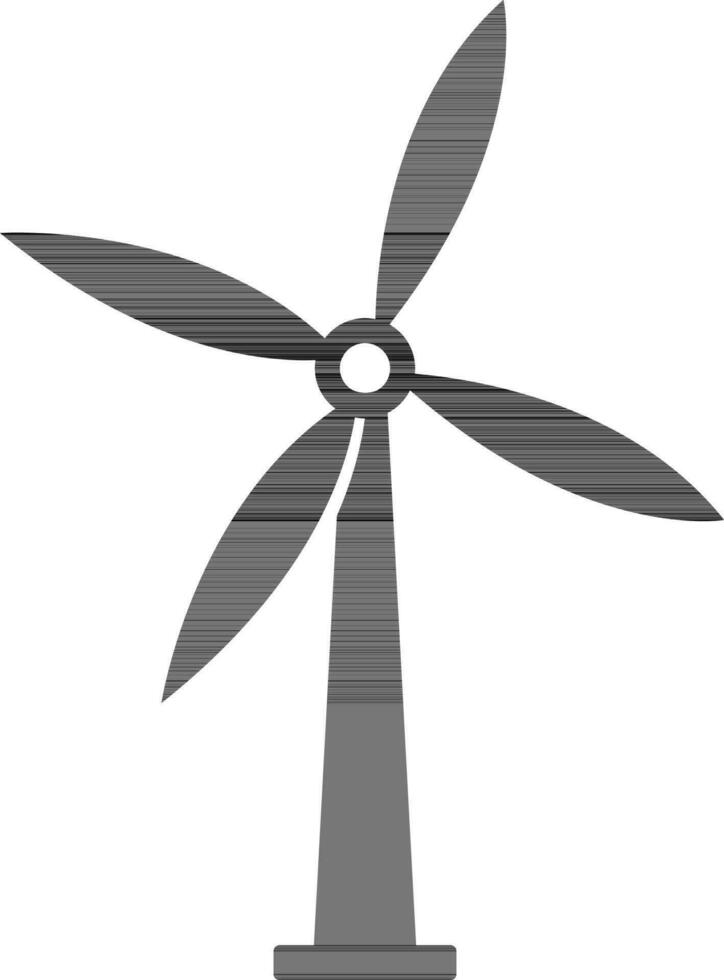 Black windmill on white background. vector