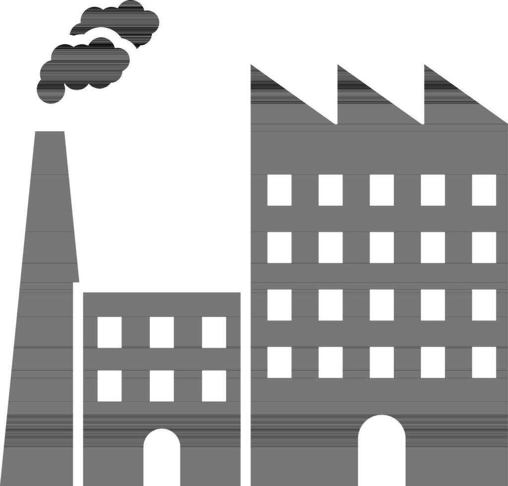 black and white factory in flat style. vector