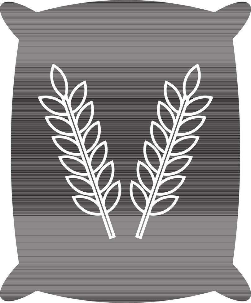 Close wheat sack in black and white color. vector