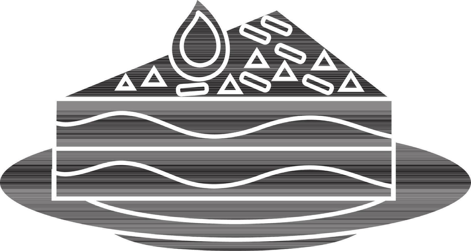Pastry on plate made by black and white color. vector