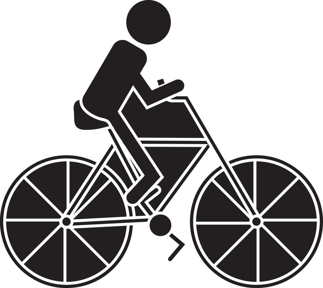 Character of a faceless boy sitting on bicycle. vector