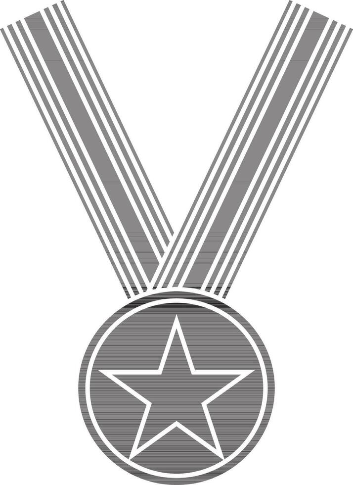 Black and white ribbon with star medal. vector