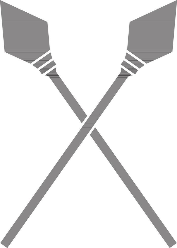 black and white two spear crossed in flat style. vector