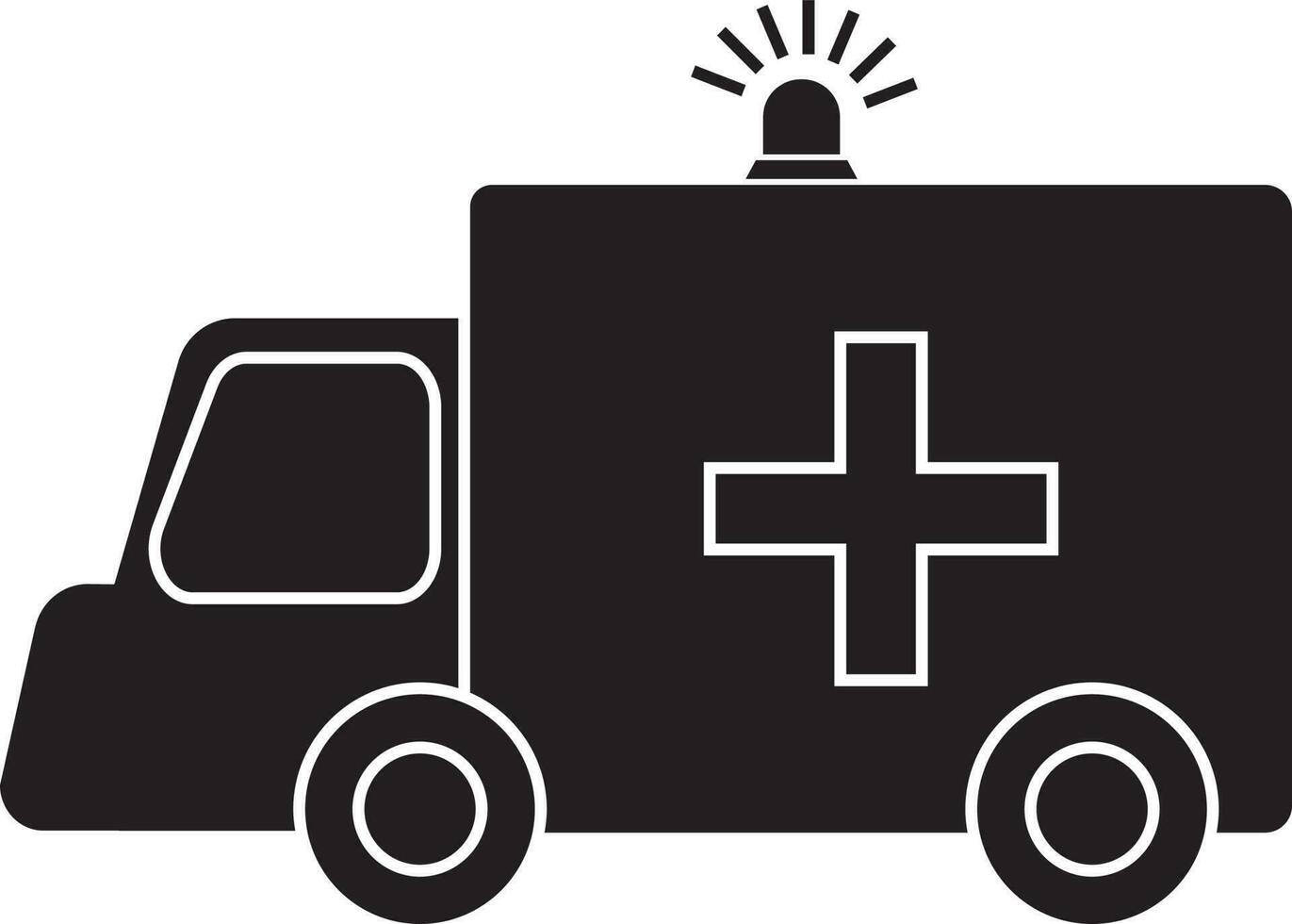 black and white ambulance in flat style. vector