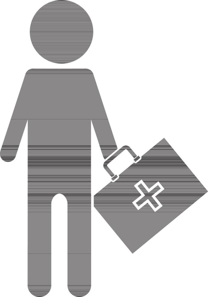 Character of faceless male holding first aid box. vector