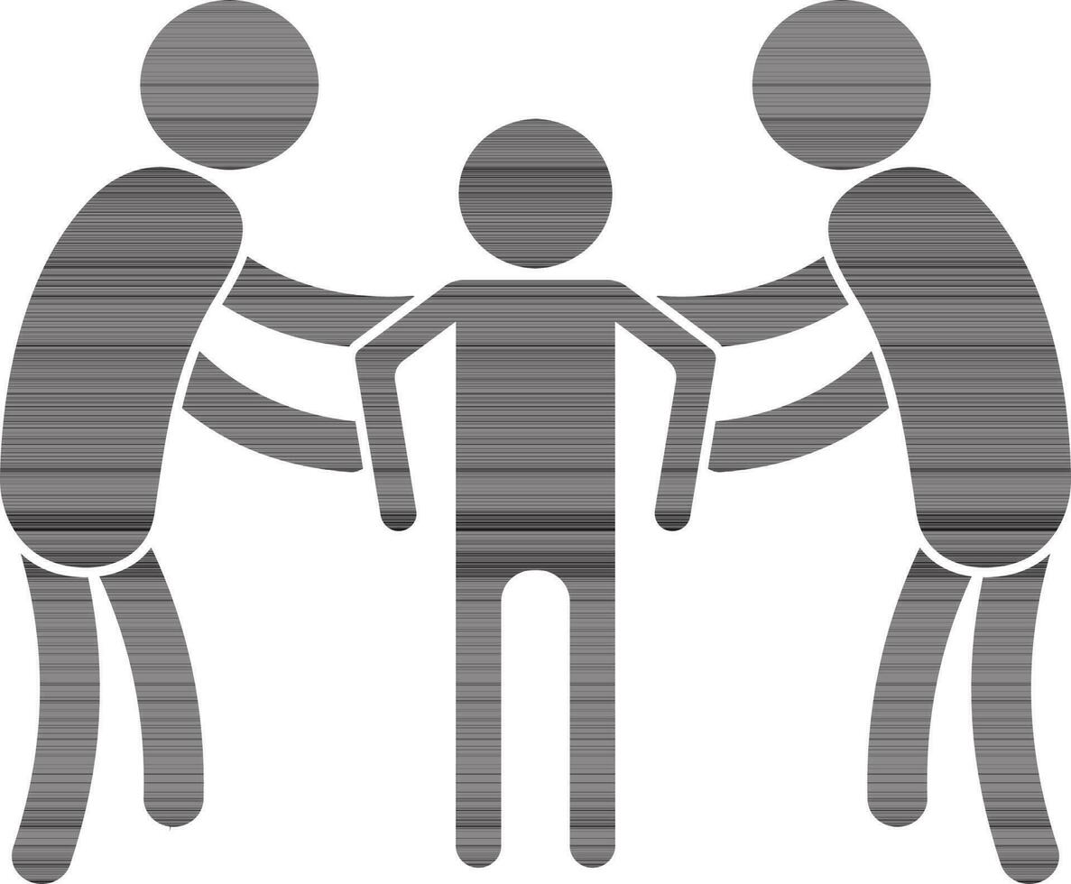 Character of faceless two mans holding a another person. vector