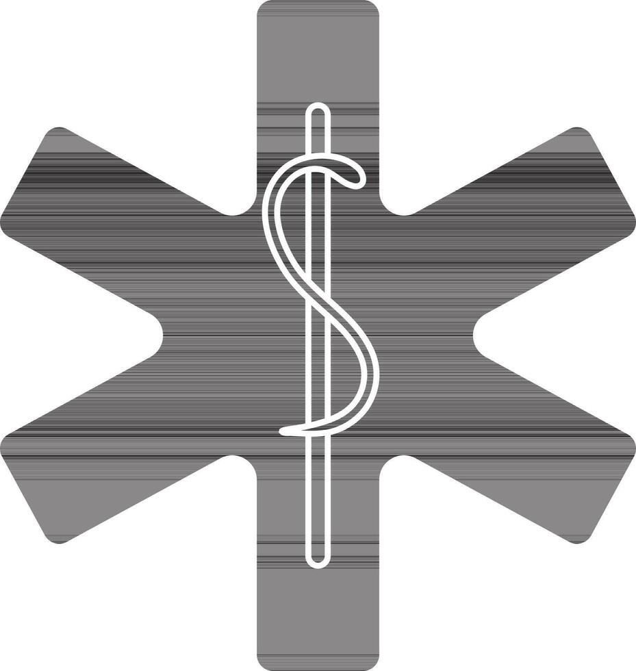 Black madical sign in white snake. vector
