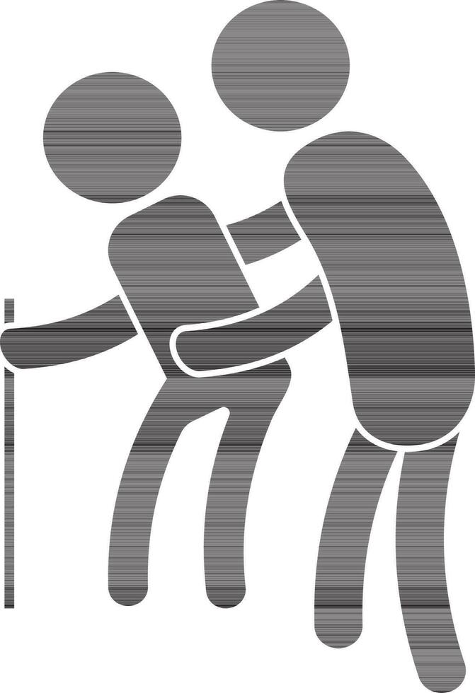 Character of faceless man holding another person with a stick. vector