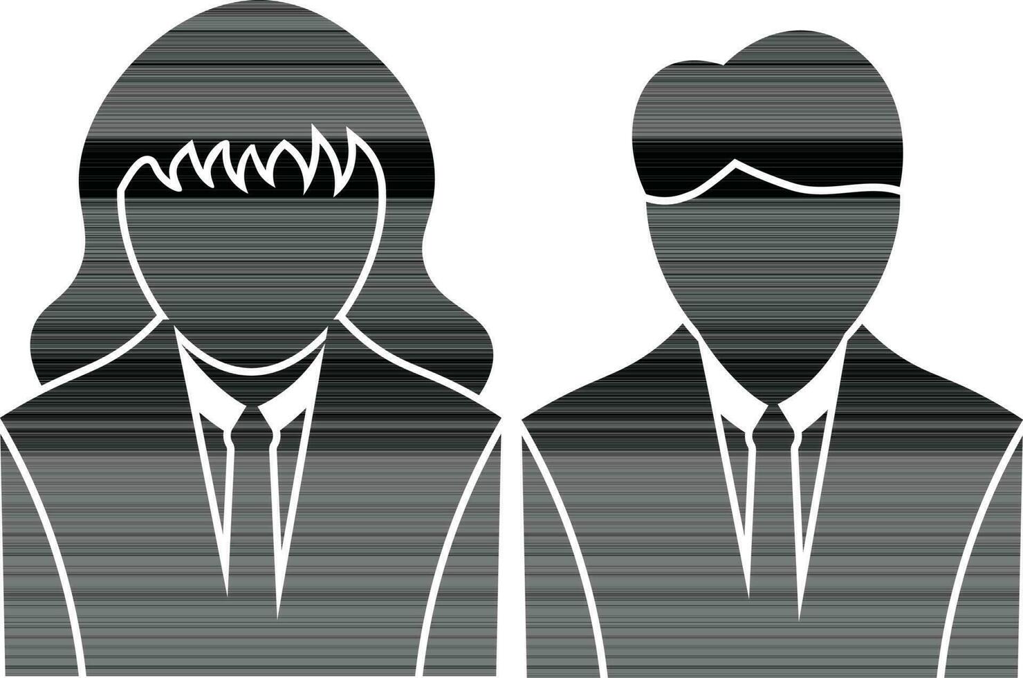 black and white style of faceless girl and boy icon. vector