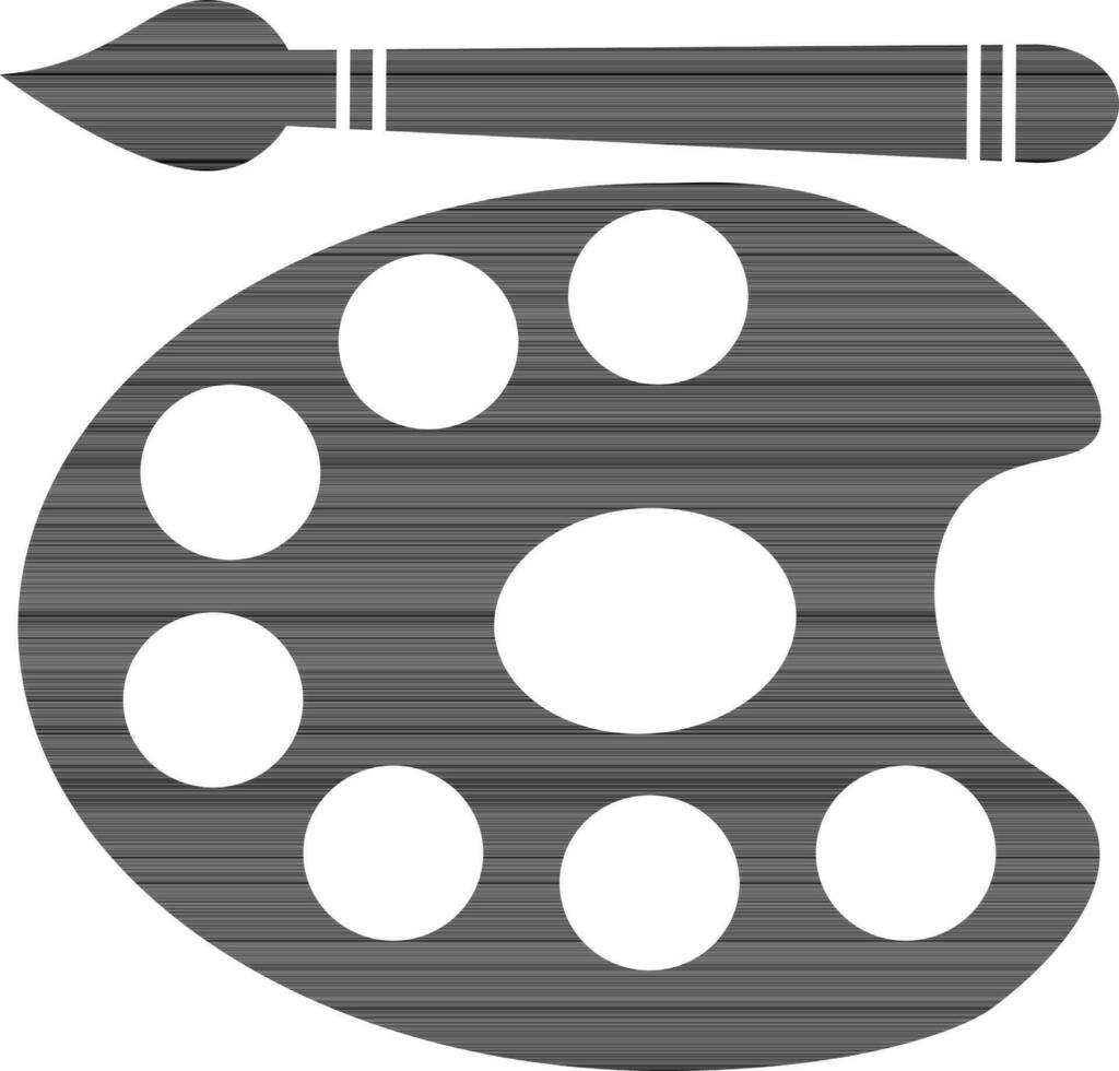 black and white painting plate with brush. vector