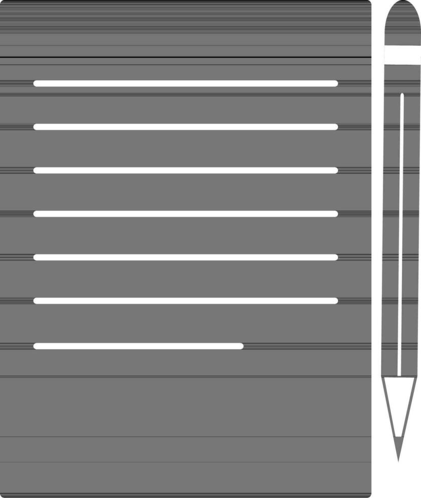 Document file with pencil in black and white color. vector