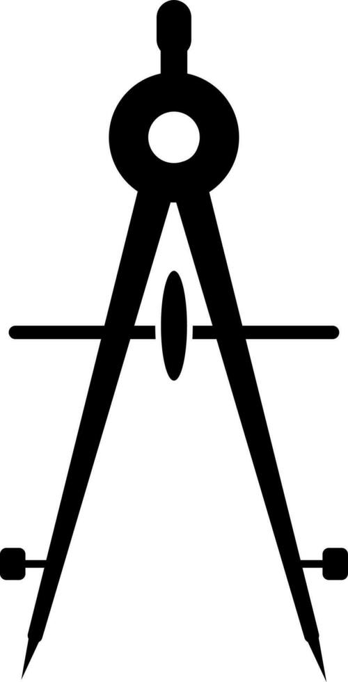 Black compass in flat style. vector