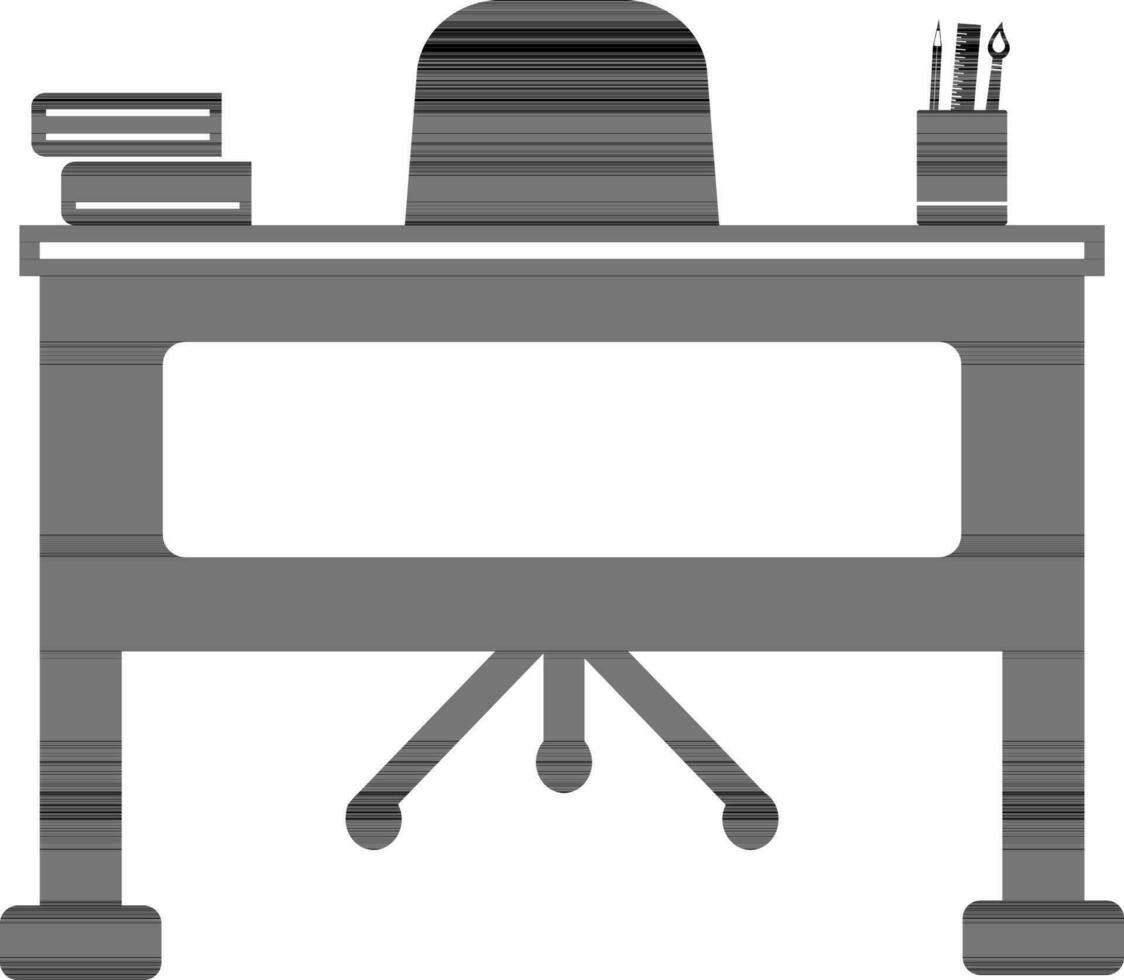 black and white chair with books with box on the table. vector