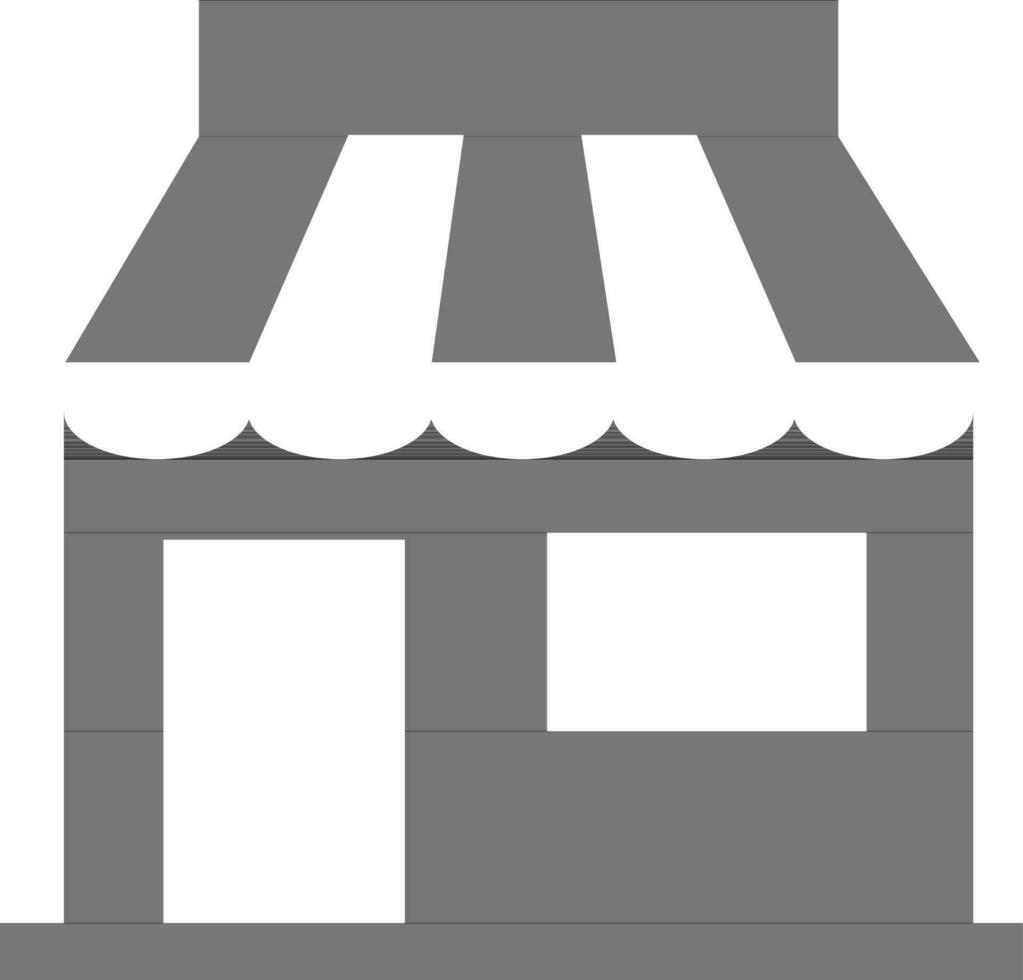 black and white shop in flat style. vector