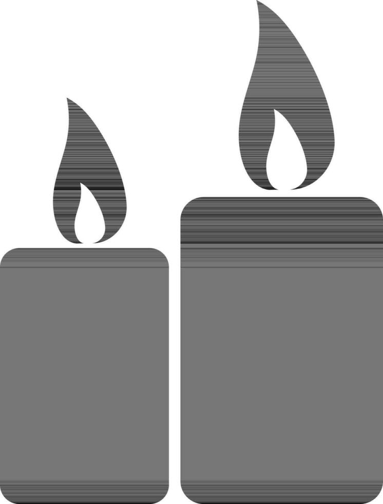 black and white icon of candle in flat style. vector