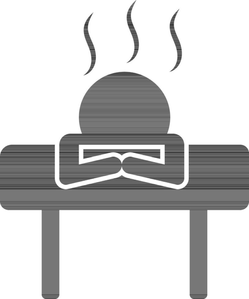 Front view of a man on bed, taking sauna therapy, spa concept. vector