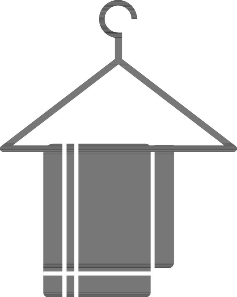 black and white icon of hanging towel in flat style. vector