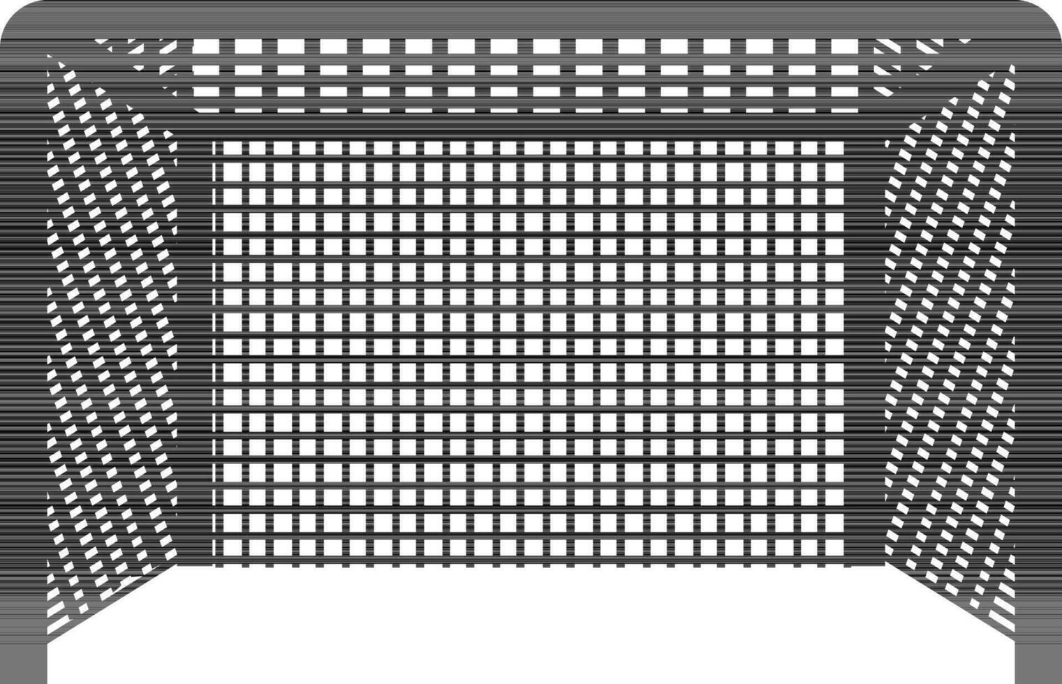 Black and white soccer goal net with ball. vector