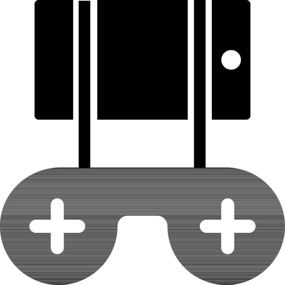 black and white gamepad in flat style. vector