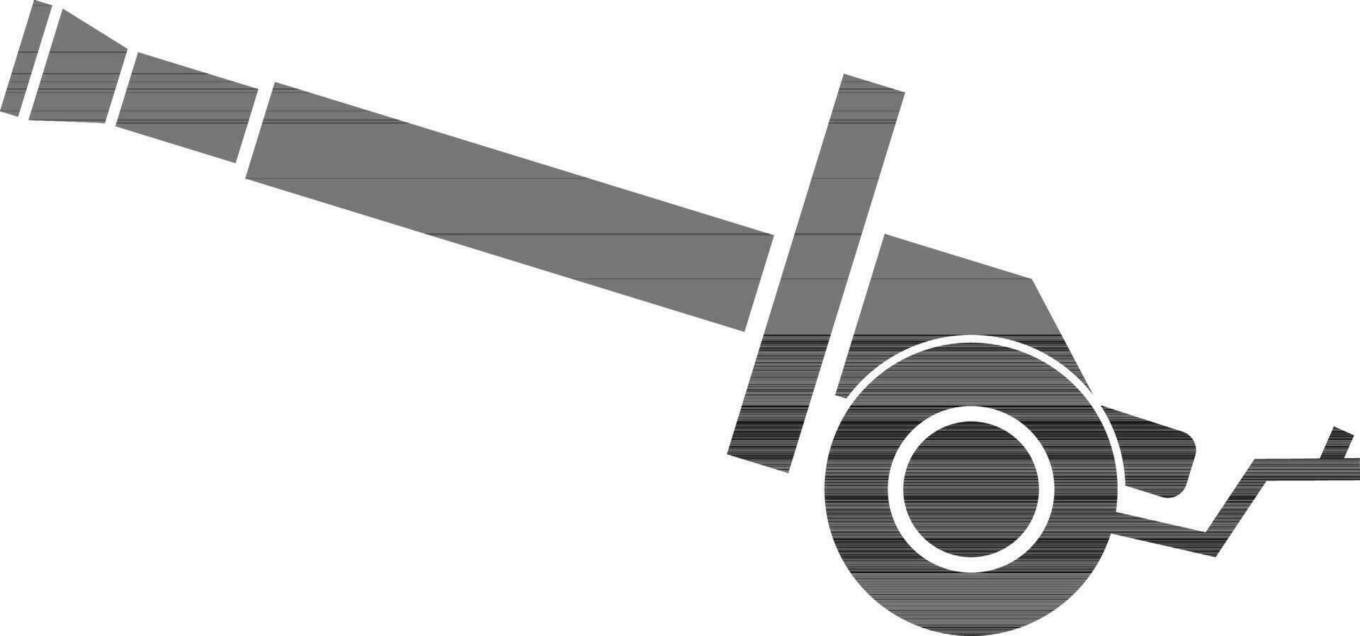 black and white cannon in flat style. vector