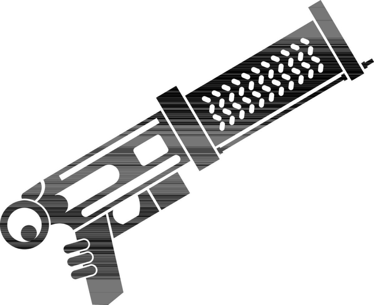 Black and white revolver in flat style. vector