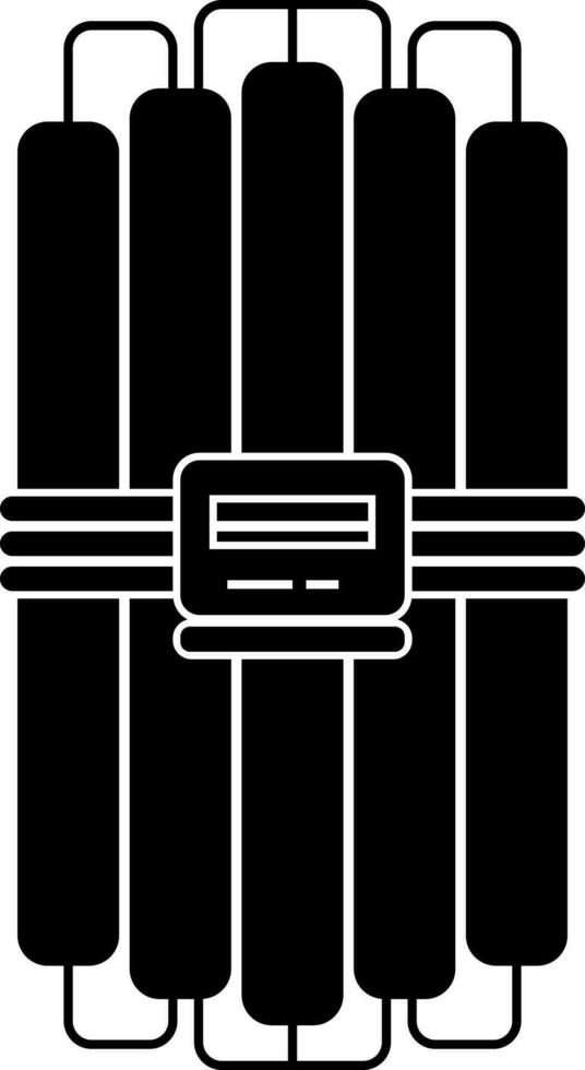 Flat style time bomb in black and white color. vector