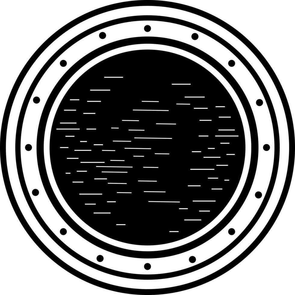 Illustration of a mine bomb in black and white color. vector