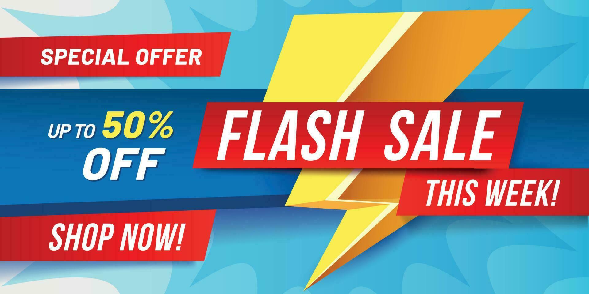 Flash sale banner. Lightning sales poster, fast offer discount and only now offers deals vector illustration