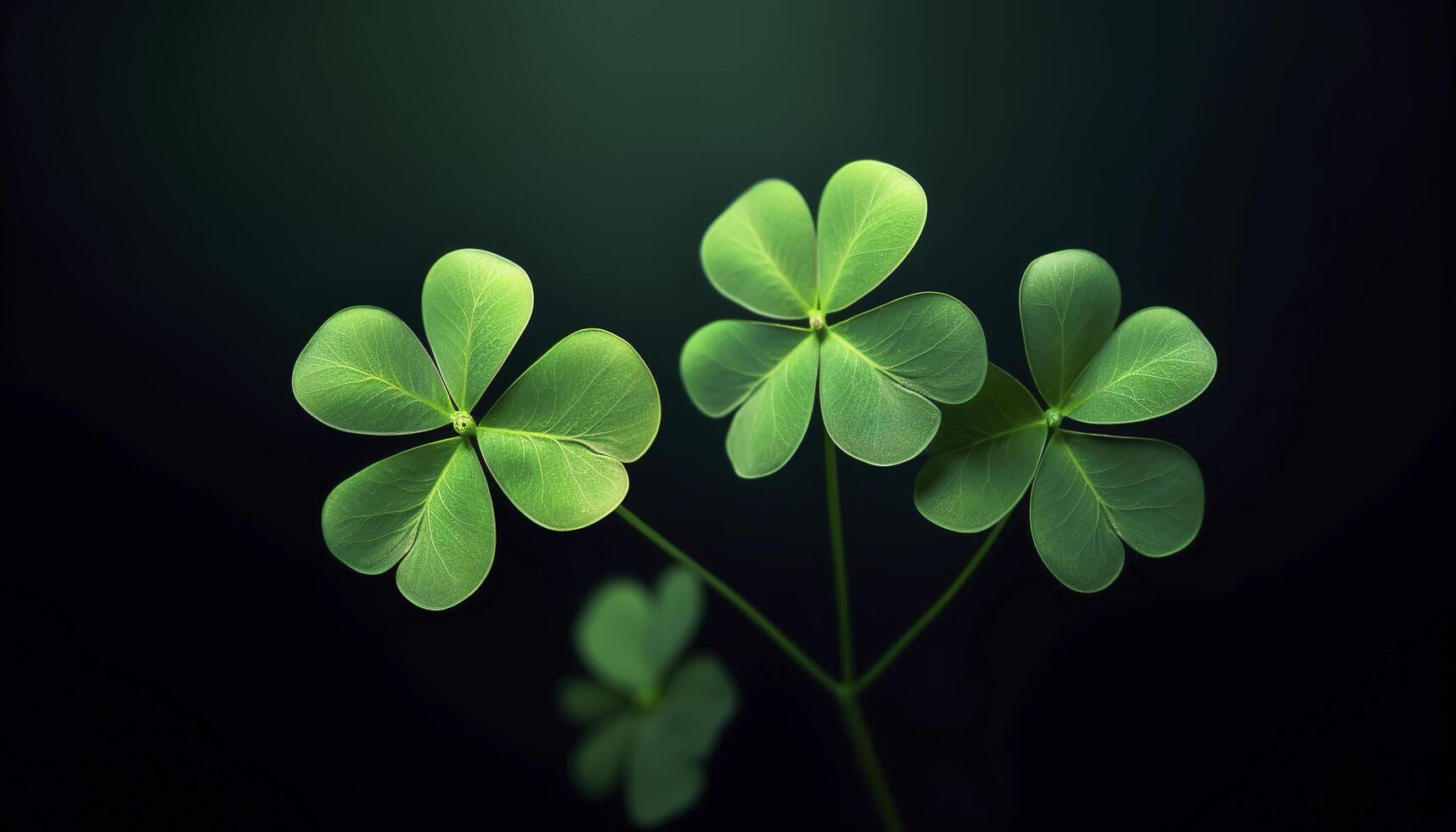 four clover in the dark green , photo
