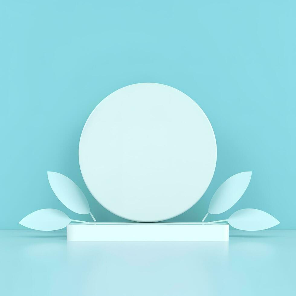 Minimal background. podium and blue background for product presentation. 3d rendering illustration. Luxury podium for product presentation 3d render, generate ai photo