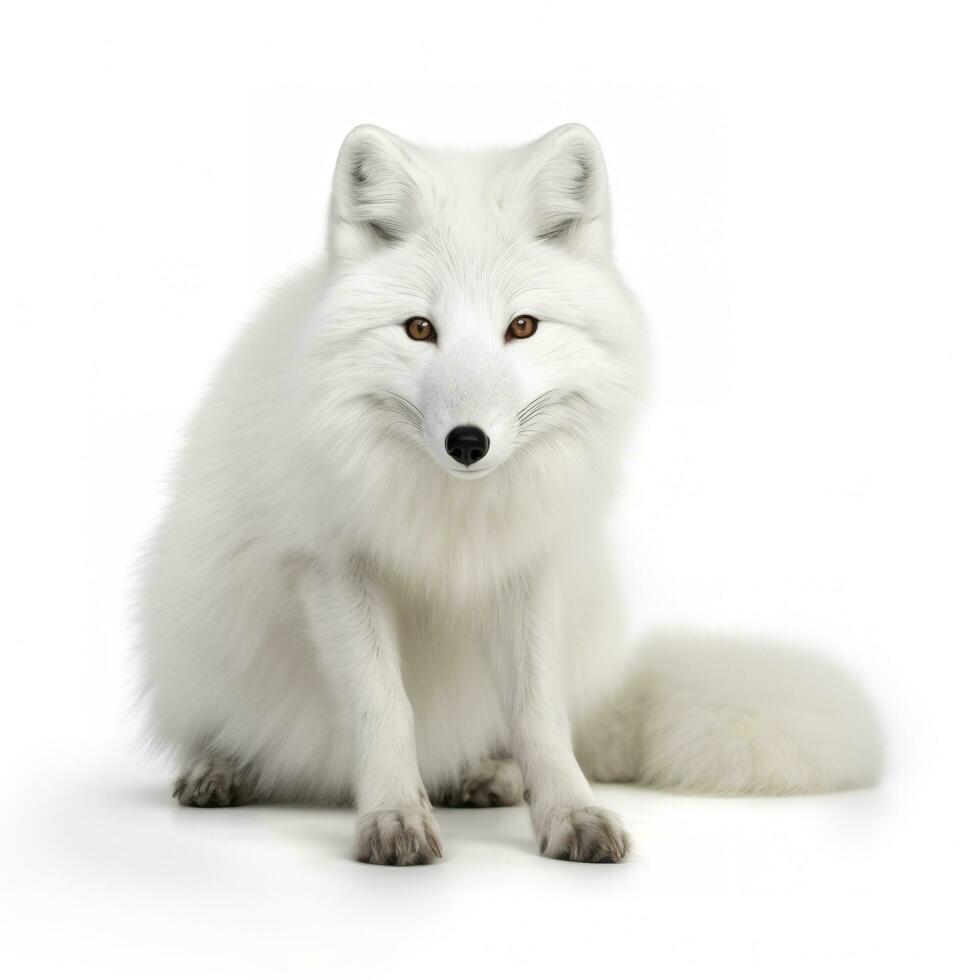 Arctic fox isolated on white background, generate ai photo