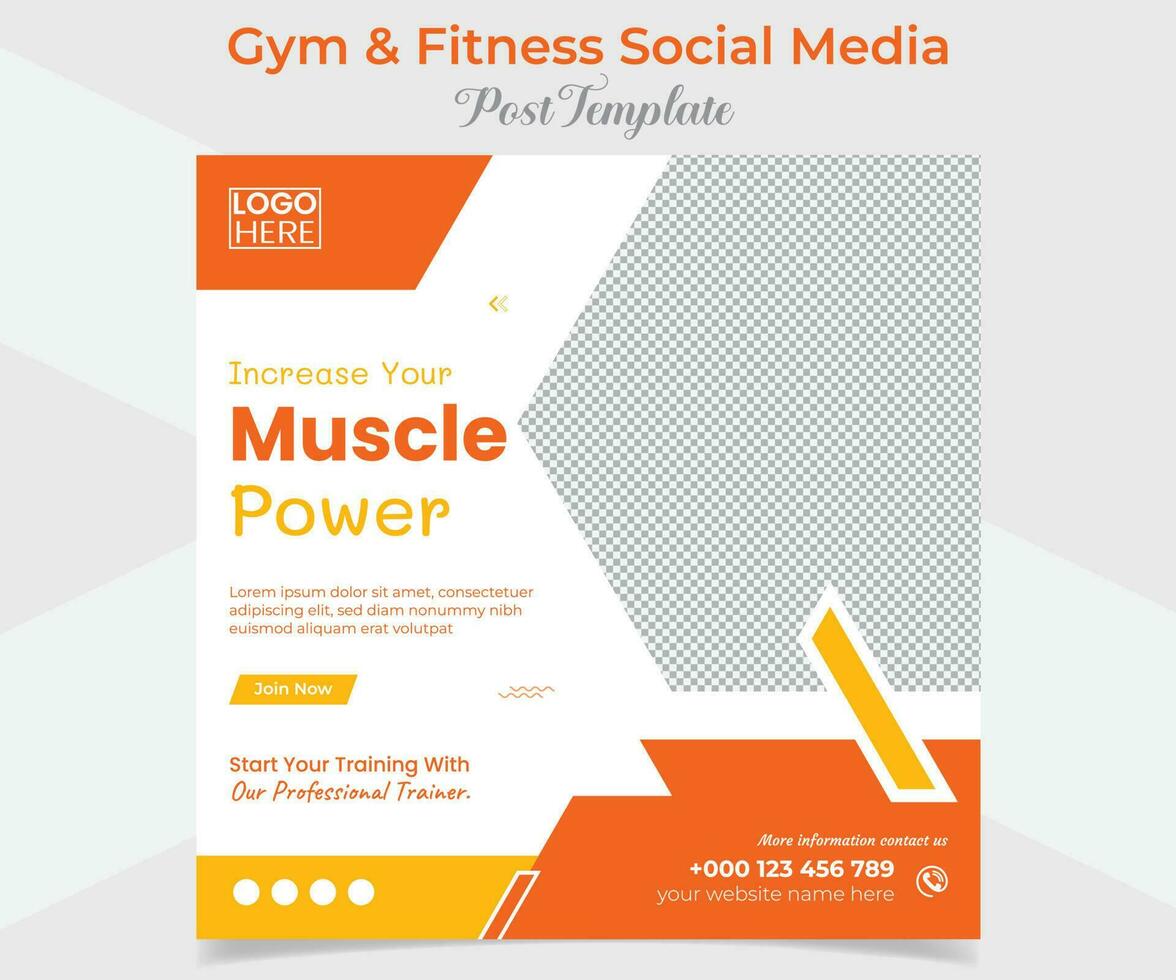 gym workout square flyer post banner and social media post template design vector