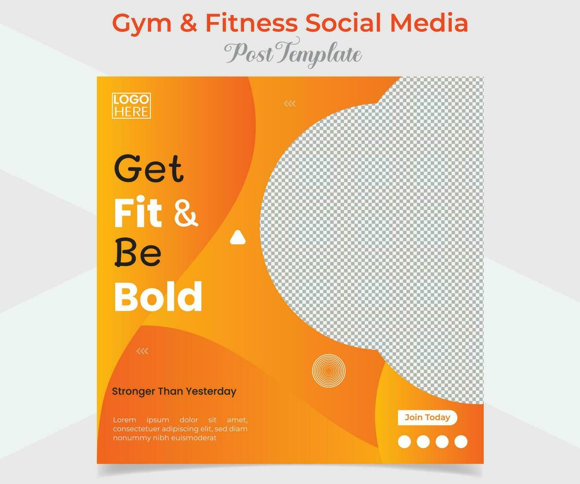 fitness training social media post and square flyer post banner template design vector