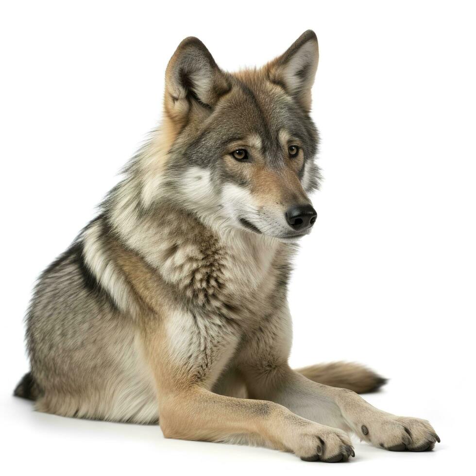 Wolf isolated on white background, generate ai photo