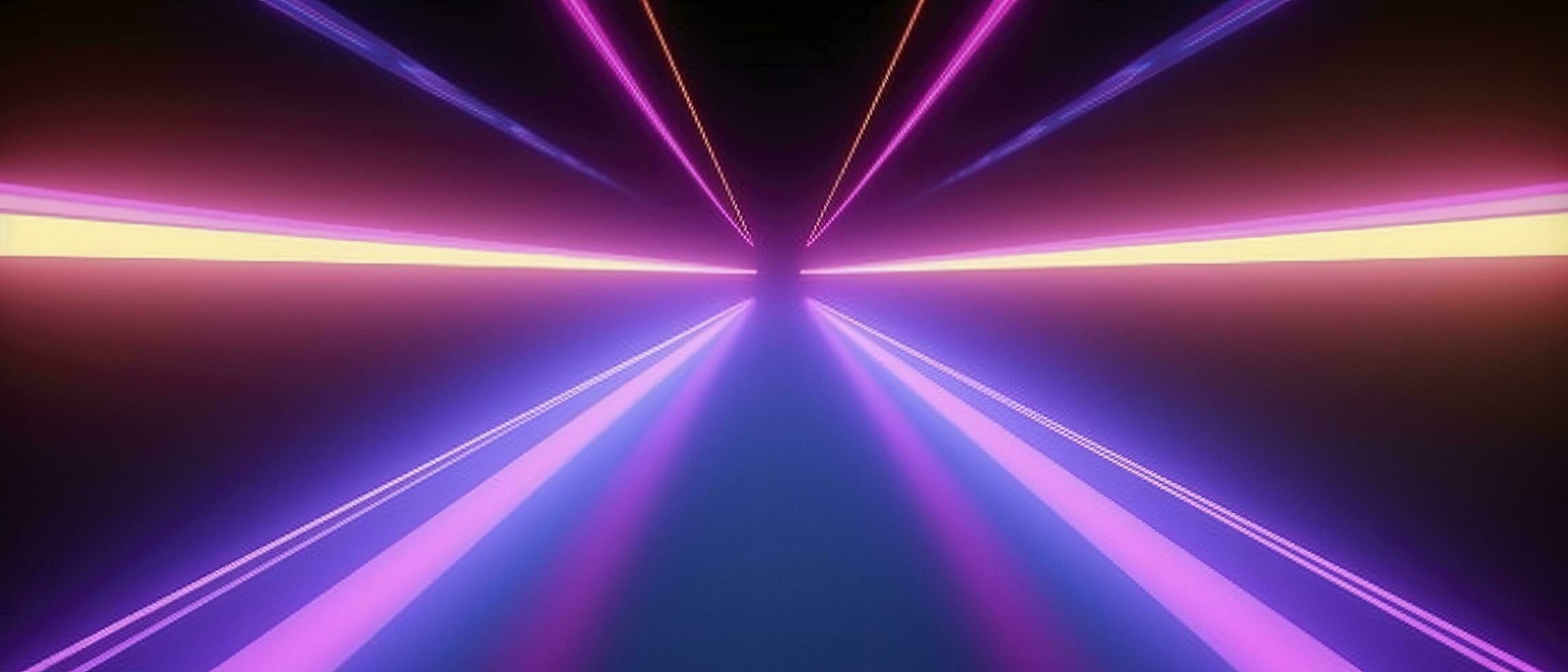 3d rendering, rounded pink blue neon lines, glowing in the dark. Abstract minimalist geometric background. Ultraviolet spectrum. Cyber space. Futuristic wallpaper, generate ai photo