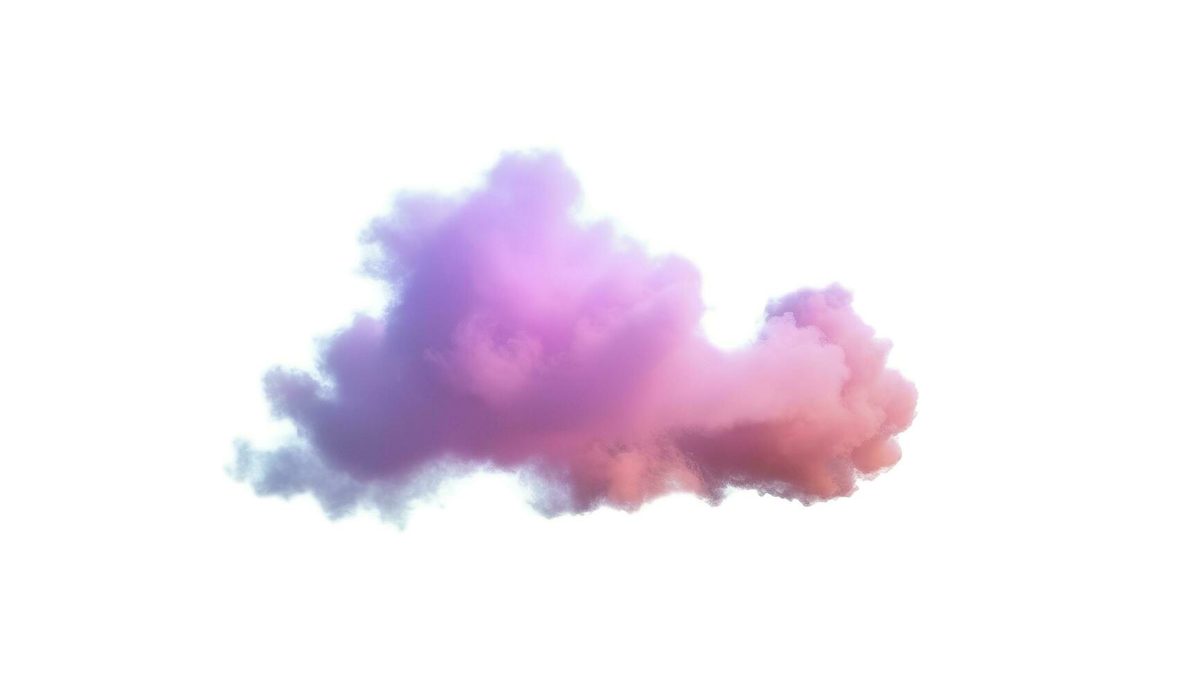 3d render, glowing colorful soft cloud isolated on white background. Fluffy cumulus atmosphere phenomenon. Realistic sky clip art element, generate ai photo