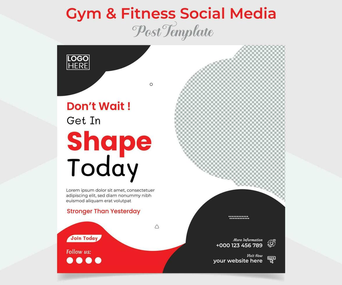 gym zone fitness square flyer post banner and social media post template design vector