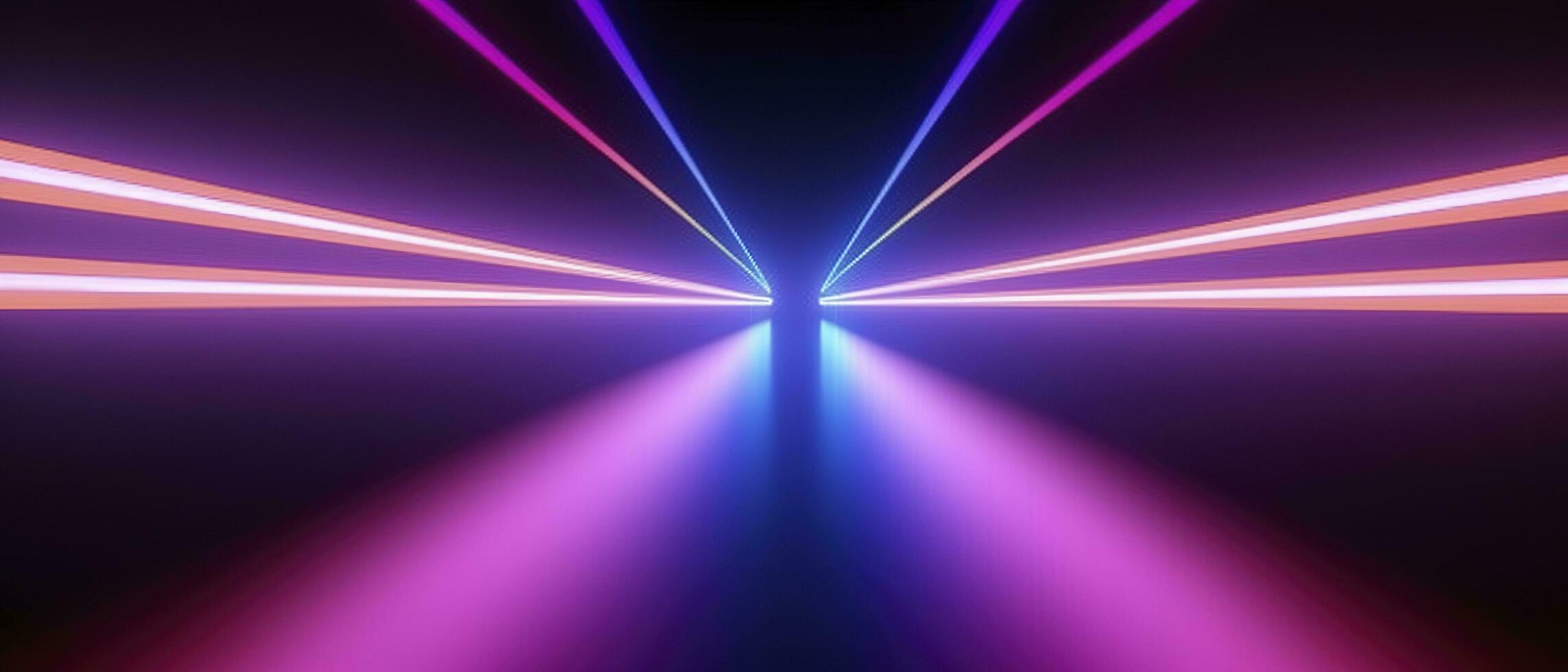 3d rendering, rounded pink blue neon lines, glowing in the dark. Abstract minimalist geometric background. Ultraviolet spectrum. Cyber space. Futuristic wallpaper, generate ai photo