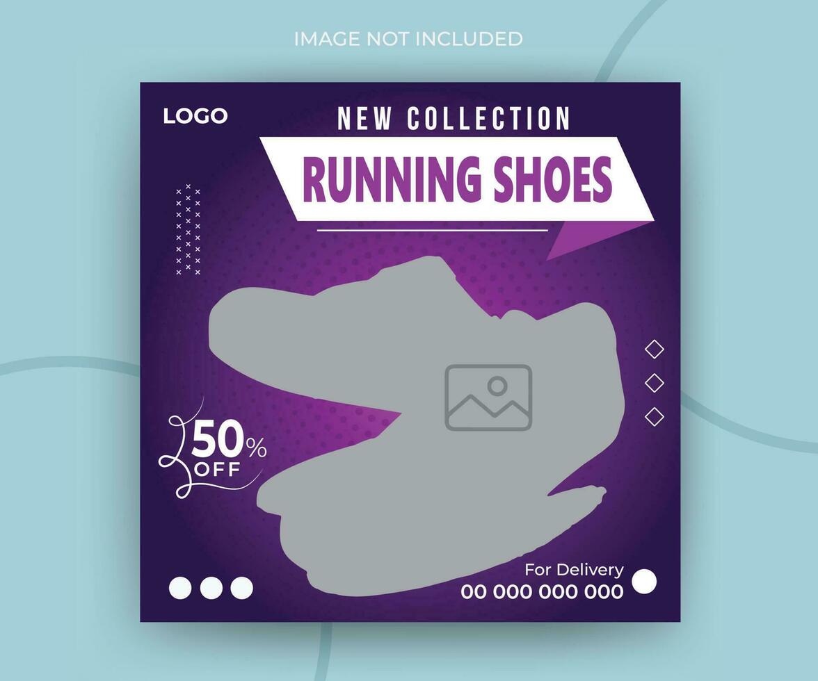 Exclusive collection shoes sale for social media post or square web banner template design vector