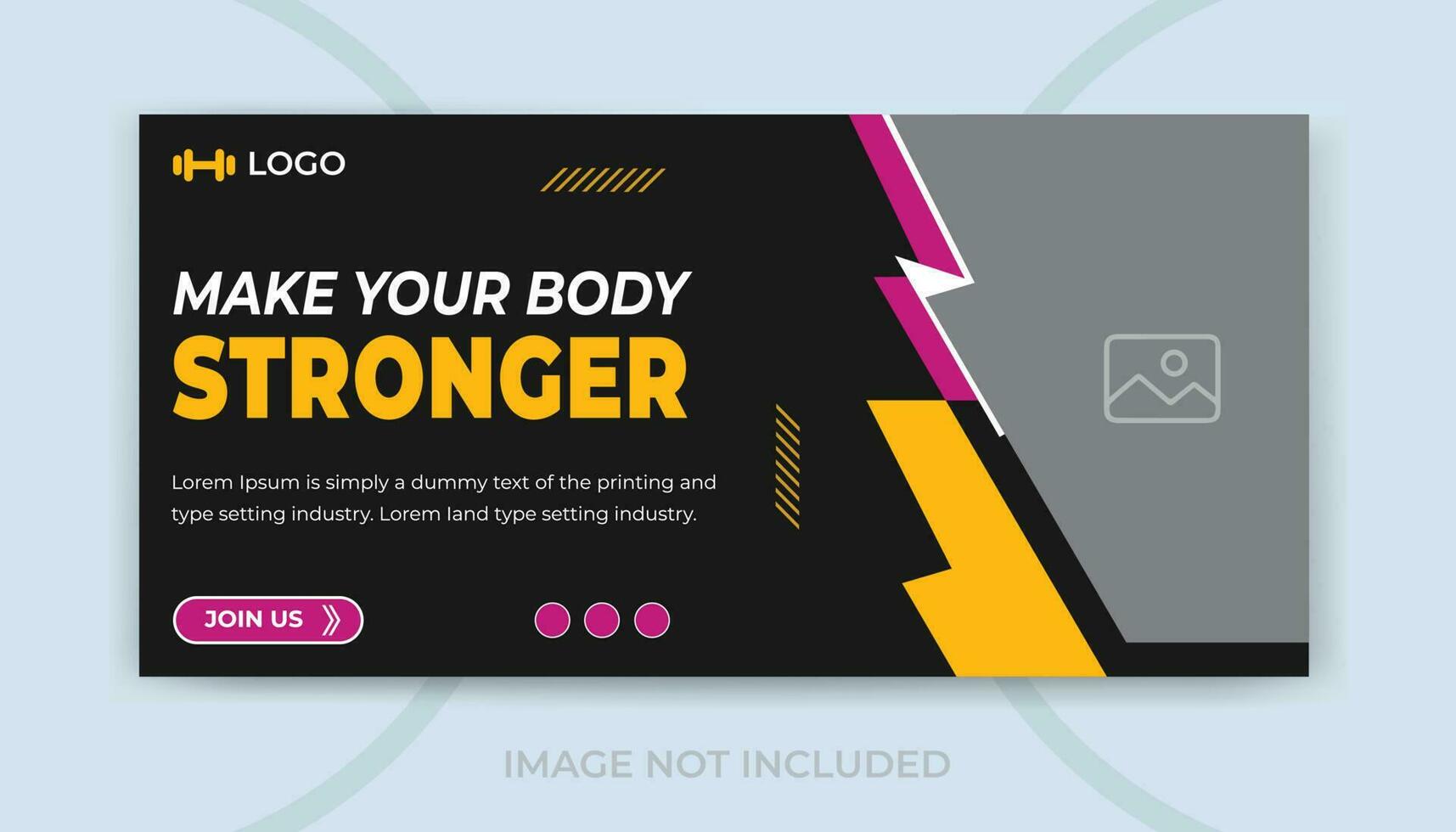 Gym or fitness social media online web ads banner and video thumbnail design template vector