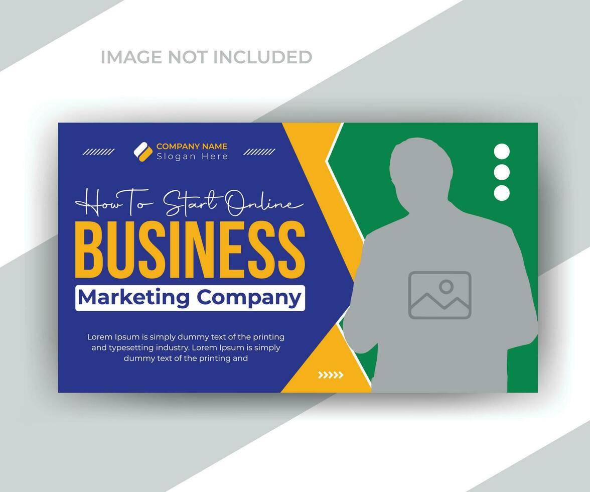 digital online business ideas video thumbnail, abstract video thumbnail with modern editable custom template banner design for social medai web banner. vector