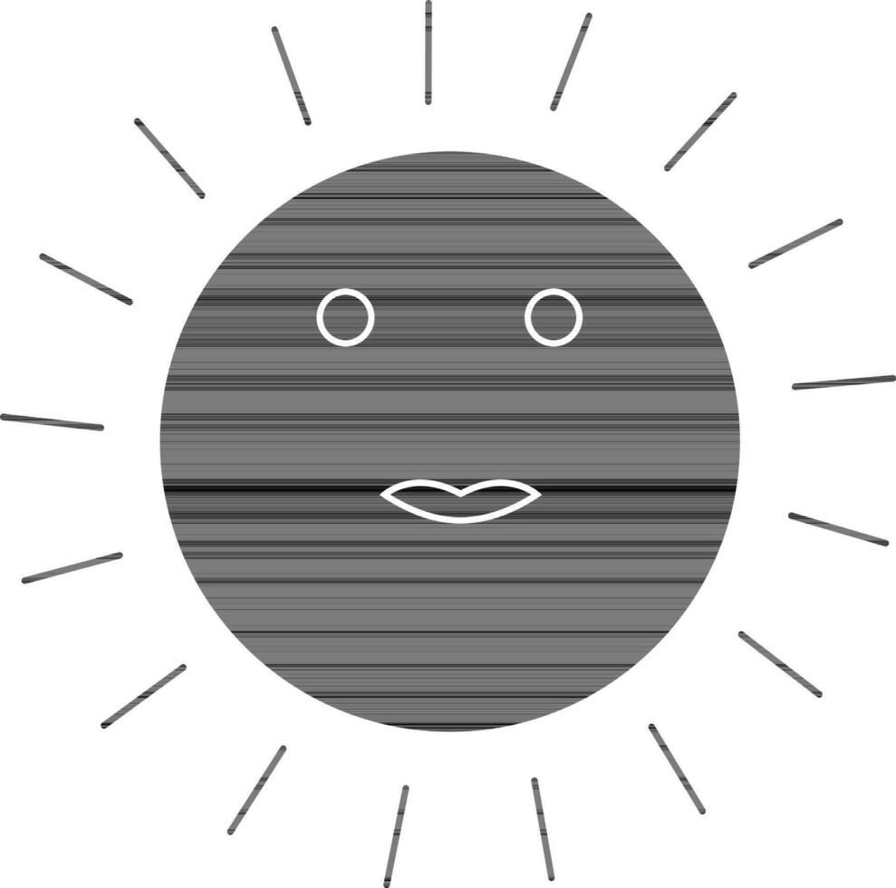 Character of black sun on white background. vector