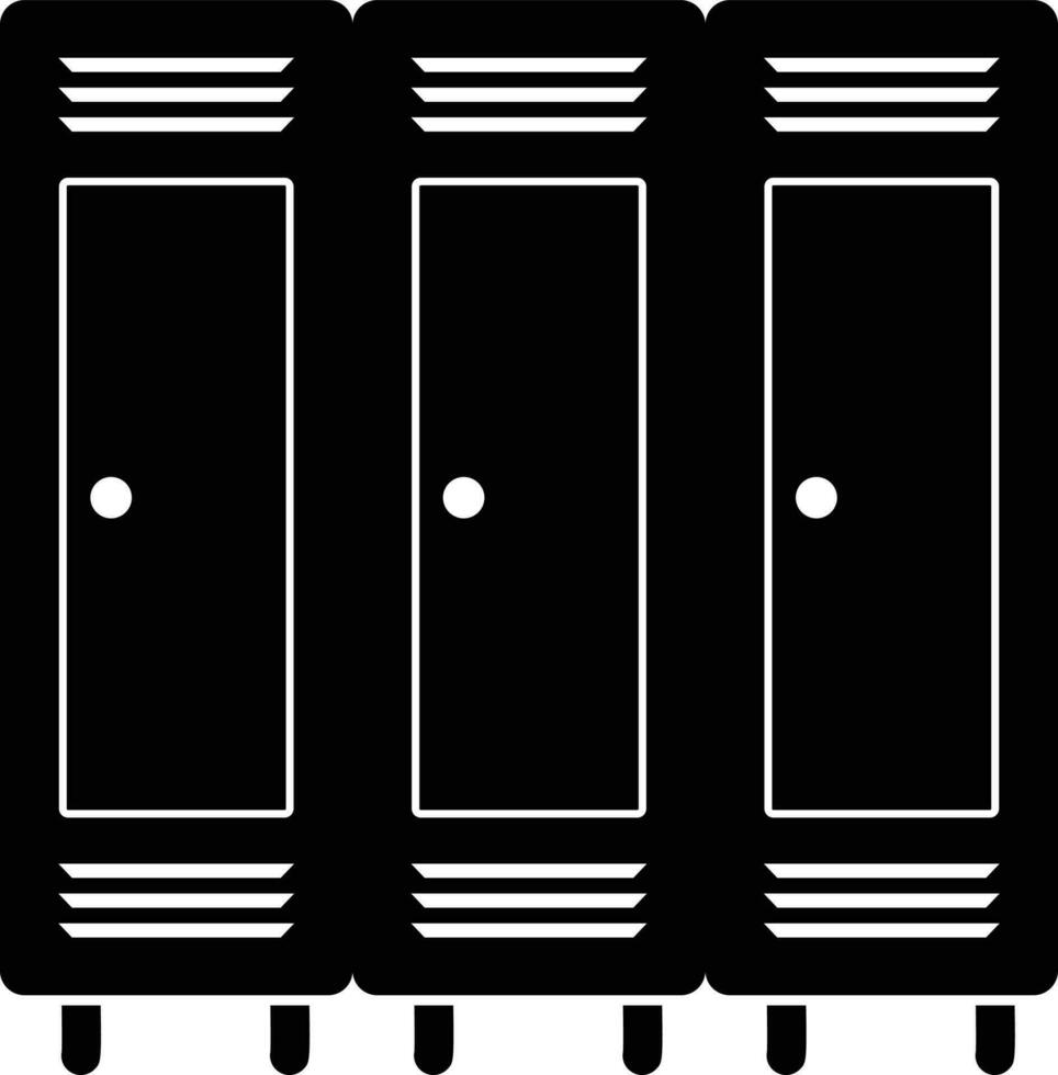 black and white of interior school locker icon. vector