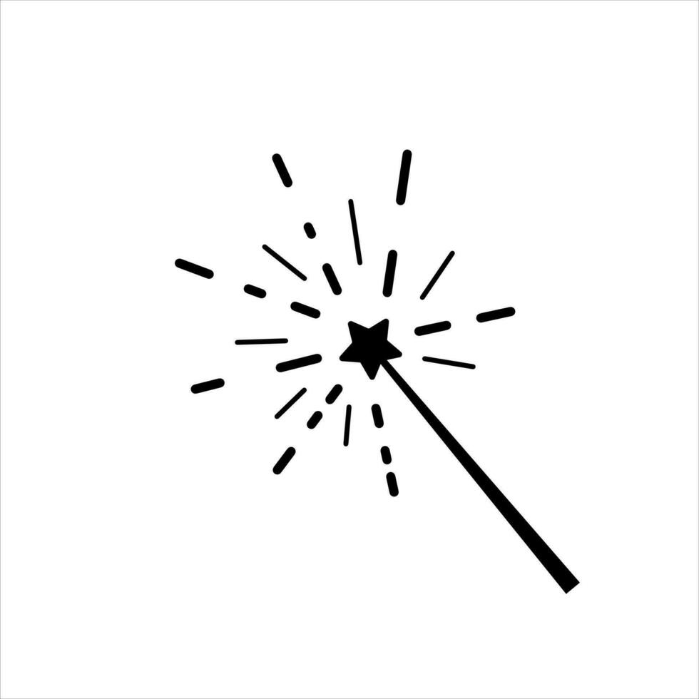 Magic wand with star. Wizard tool. Miracle symbols and Wizard stick. Fairytale rod vector