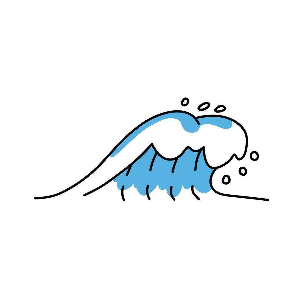 Oceano ola símbolo. lineal icono con vistoso formas vector firmar ilustración aislado en blanco antecedentes